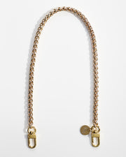 Small mini gold face mask chain necklace holder product shot
