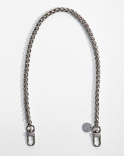 Small mini silver face mask chain necklace holder product shot